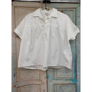 Madewell YorkShire Popover Shirt, Flowy   S White   100% Cotton